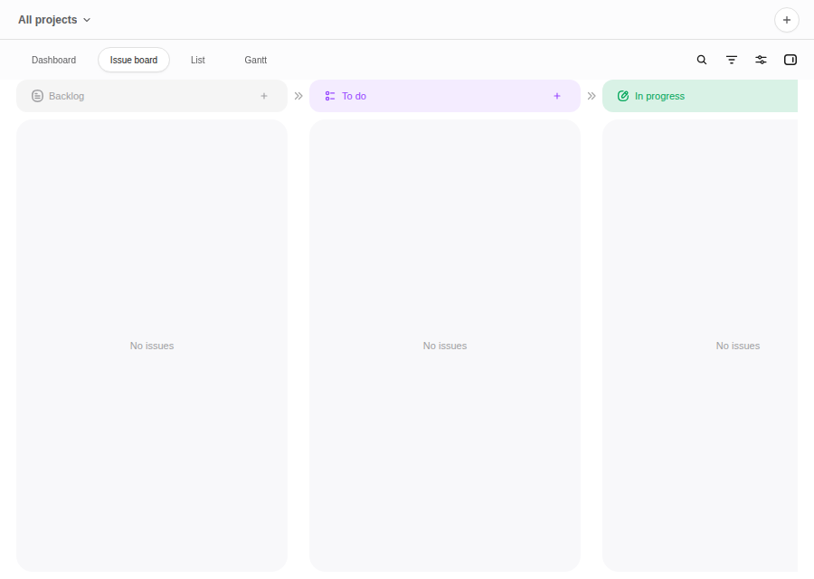 Codex Taskboardの初期画面。4列に分かれたボードがすべて空の状態