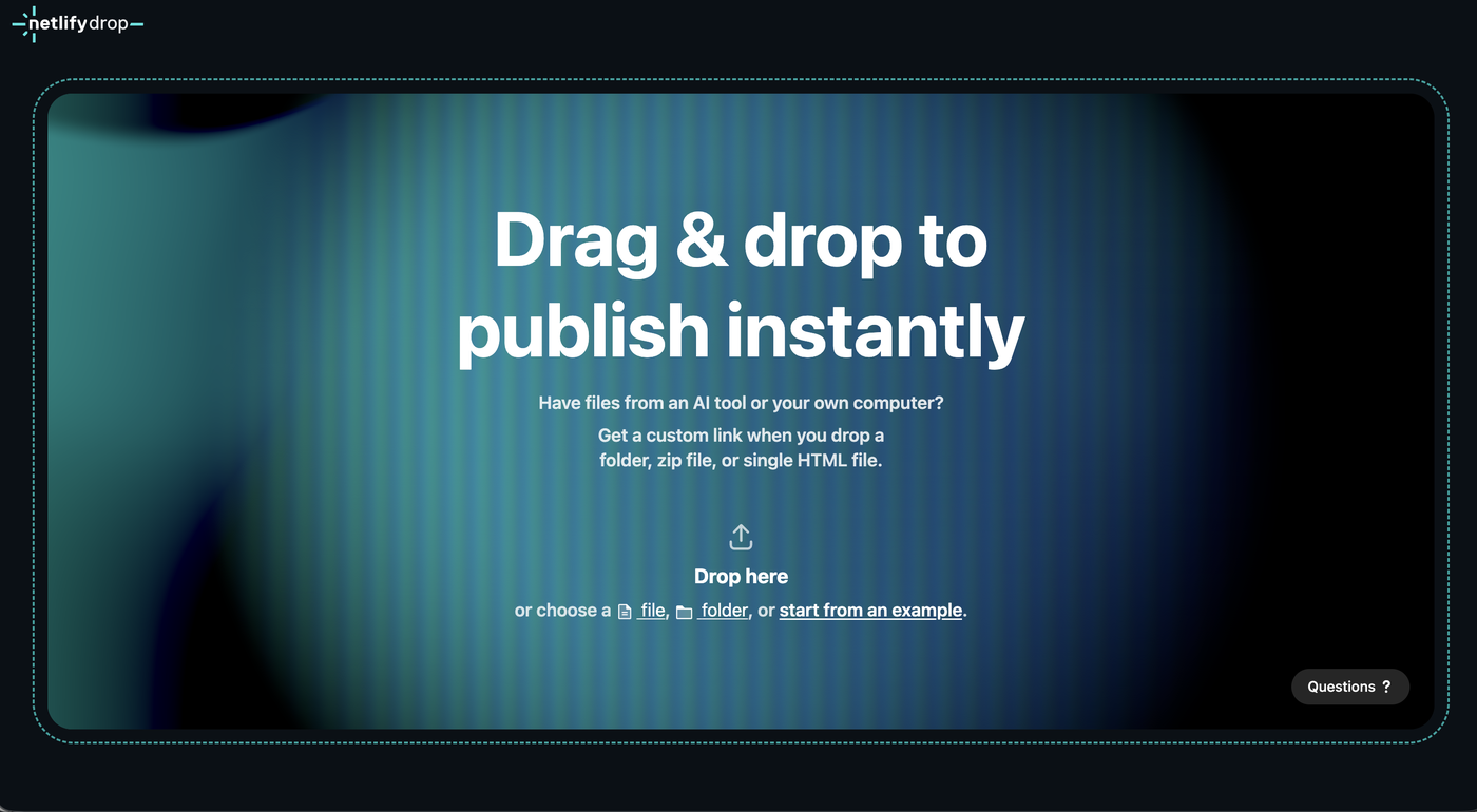 Netlify Drop の最初の画面